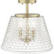 Saben 3 Light 15 inch Vintage Brass Indoor Semi-Flush Ceiling Light